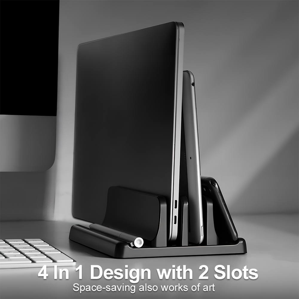 Laptop Accessories Organizer - 4in1 laptopstandaard verticaal verstelbare breedte ruimtebesparende