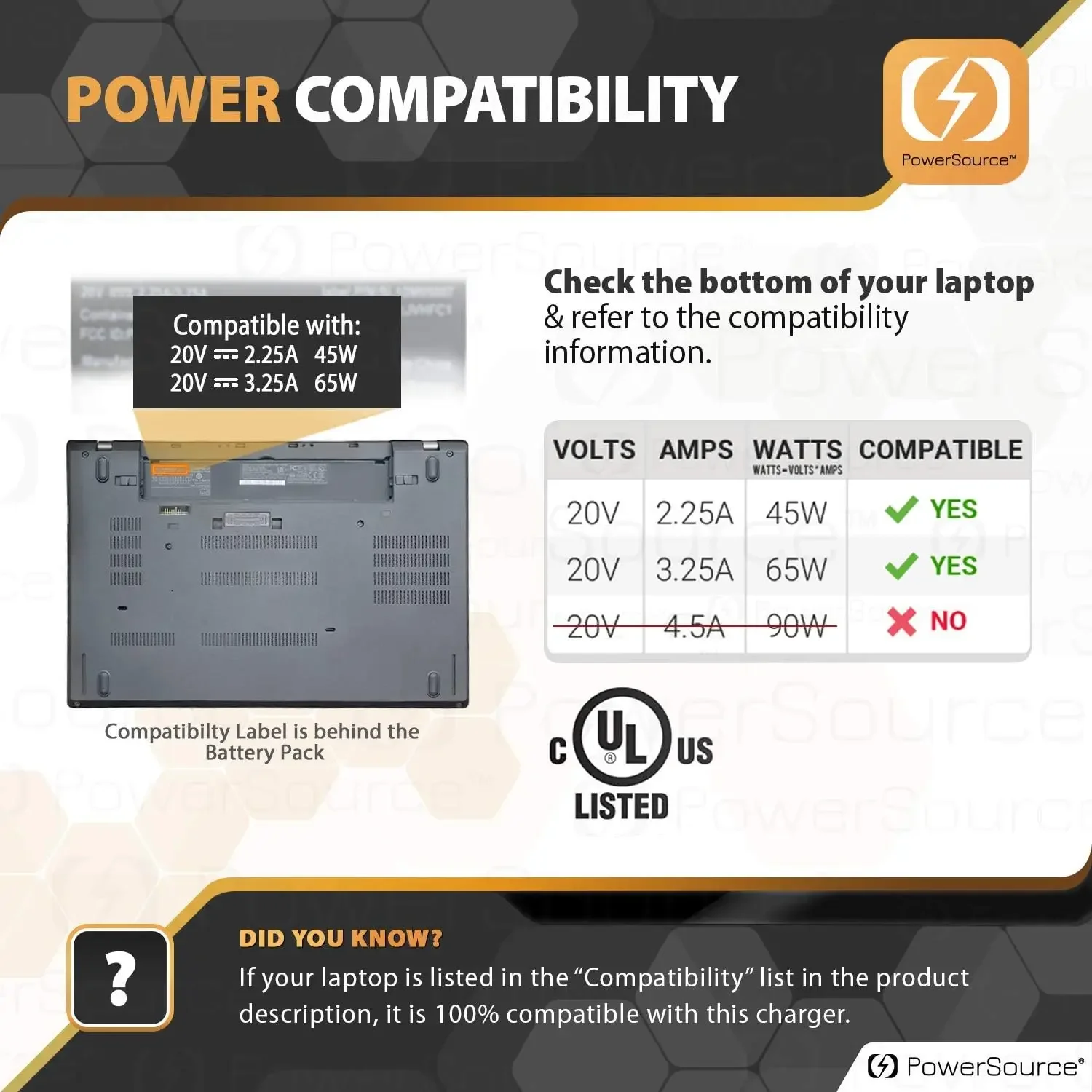 20V 3.25A Laptop AC Adapter Op - Laptop Accessories Shop recensie en prijs